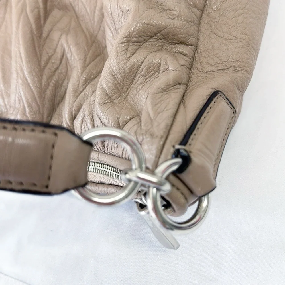 Coach Taupe Quilted Leather Hobo Bag with Silver Hardware